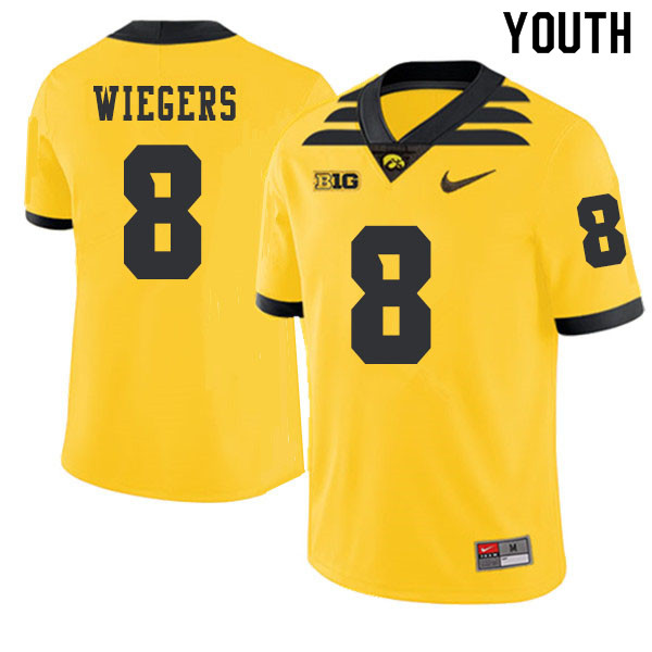 2019 Youth #8 Tyler Wiegers Iowa Hawkeyes College Football Alternate Jerseys Sale-Gold